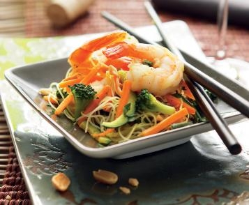 Sautéed Chinese noodles with shrimp