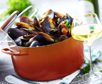 Mariner’s mussels in Riesling d’Alsace